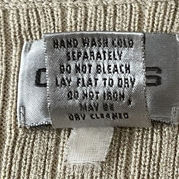 Chicos Womens Size 3 V Neck Sweater Ribbed Beige Gold Threads Metallic Stretchy - Picture 6 of 8